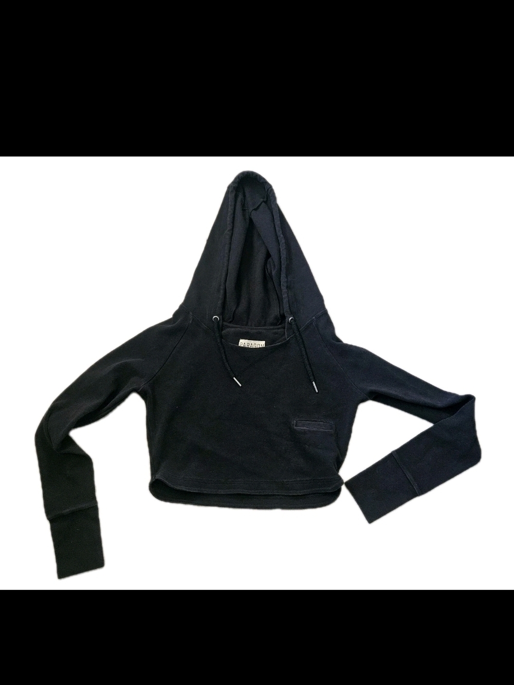 PARAGON Black Cropped Scoop-Neck Hoodie Sweater